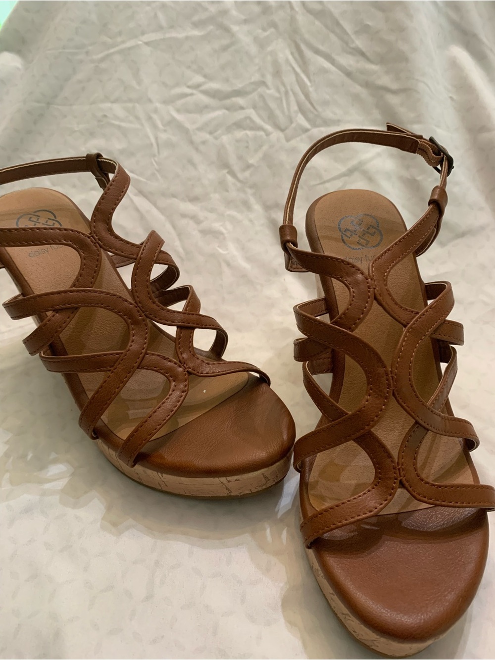 Daisy Fuentes Tan Strappy Wedge Sandals